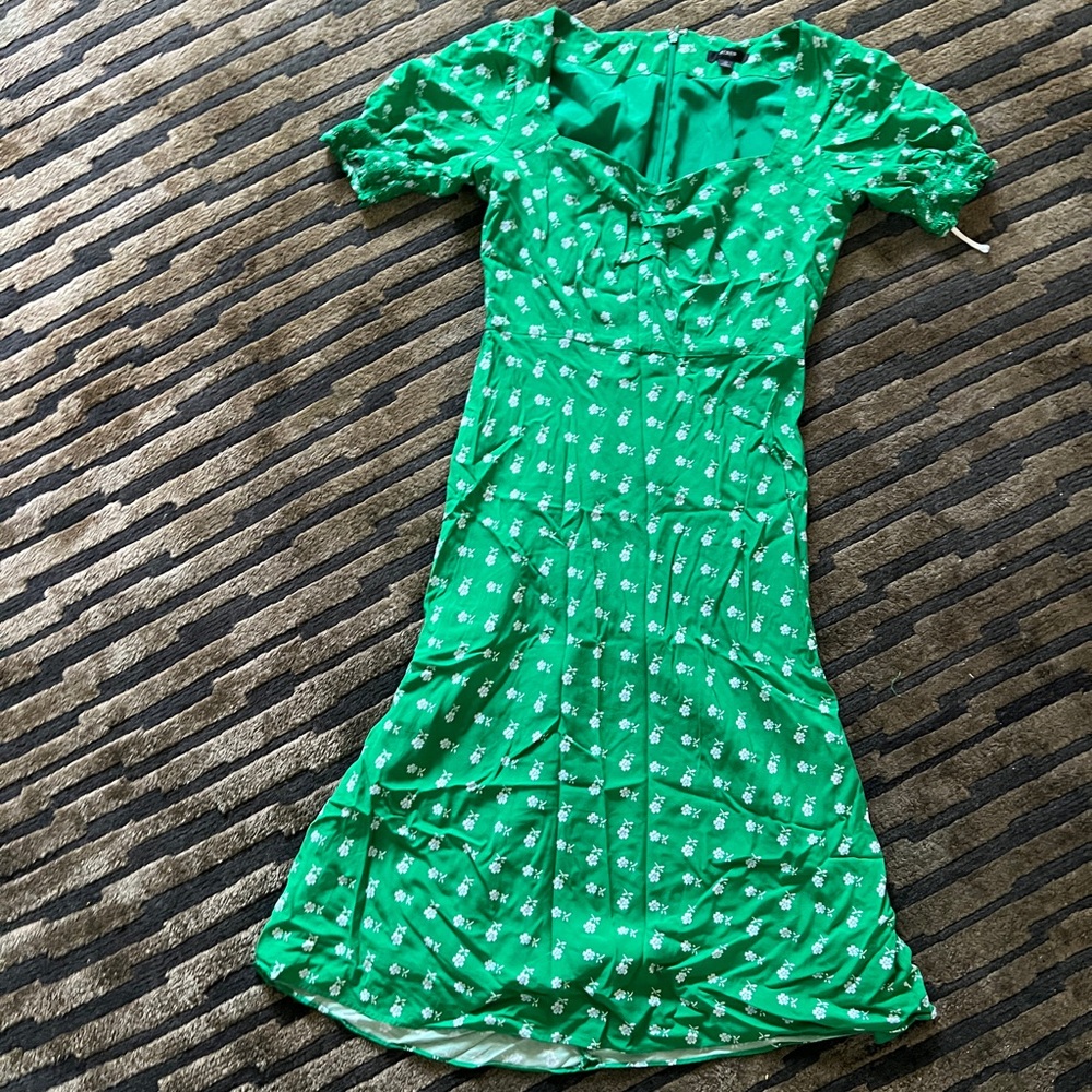 J. Crew Green Floral Midi Dress